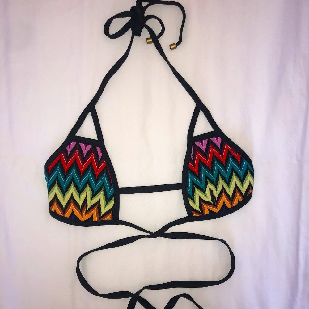 VITAMIN A wrap rainbow cutout bikini top- XS